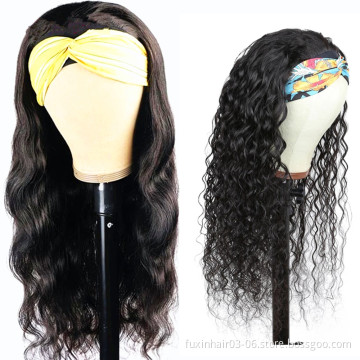 Raw Indian Body Wave Headband Wig For Black Women Water Wave Headband Weave And Wig Virgin Hair Headband Wig Body Wave